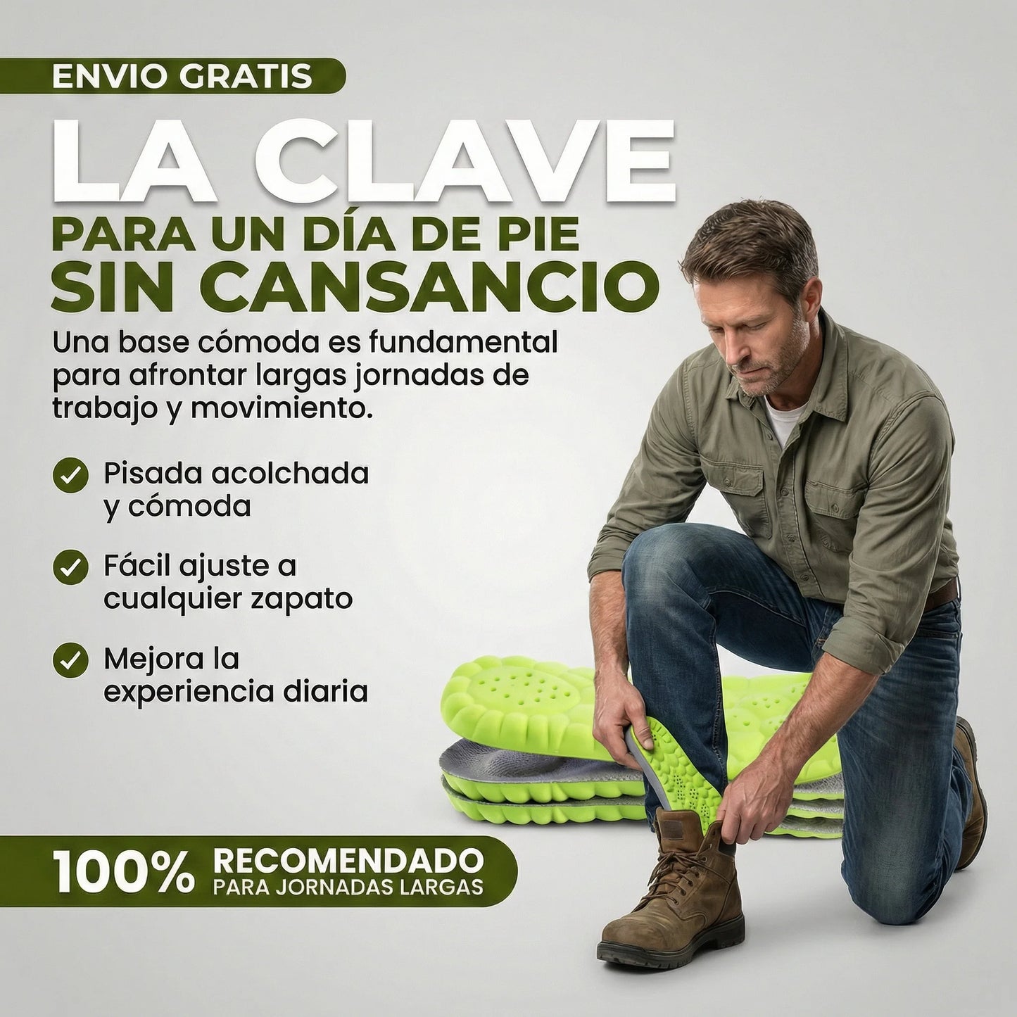 Plantillas con Memory Foam - Para Largas Jornadas Laborales