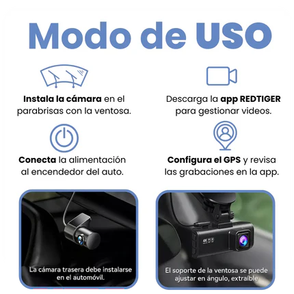 RedTiger® Cámara Frontal y Trasera para Carro