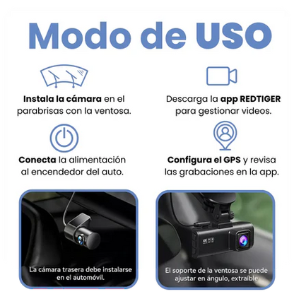 RedTiger® Cámara Frontal y Trasera para Carro