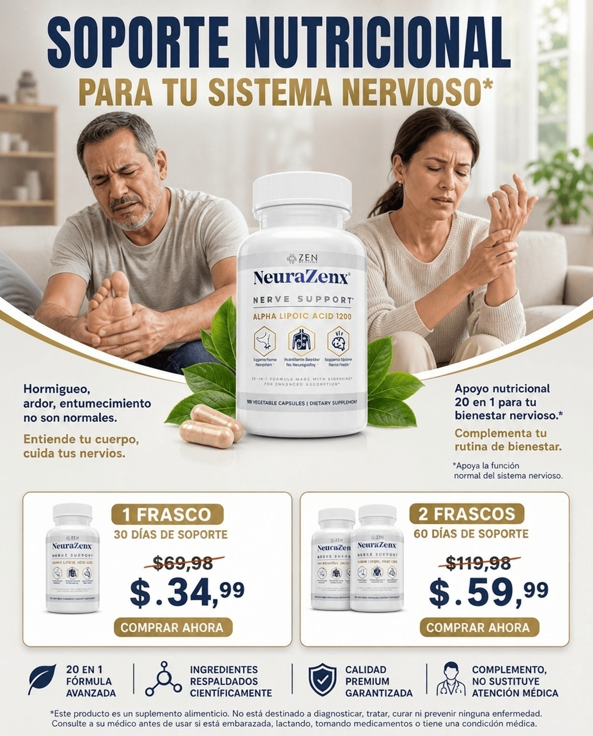Neura Zenx | Suplemento para Neuropatía 20 en 1